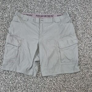 Duluth Trading Flex Dry On The Fly Mens 44 x‎ 10 Gray Stretch Nylon Cargo Shorts